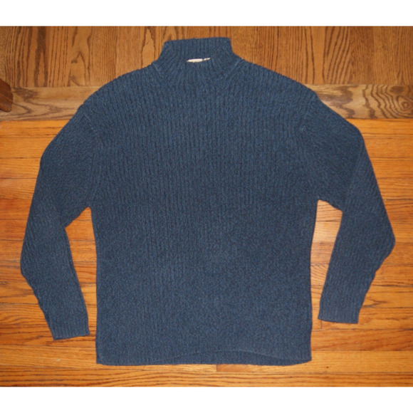 Vintage 90s St Johns Bay Blue Ribbed Mock Neck Mens 2XL Sweater Made Australia - Picture 1 of 8